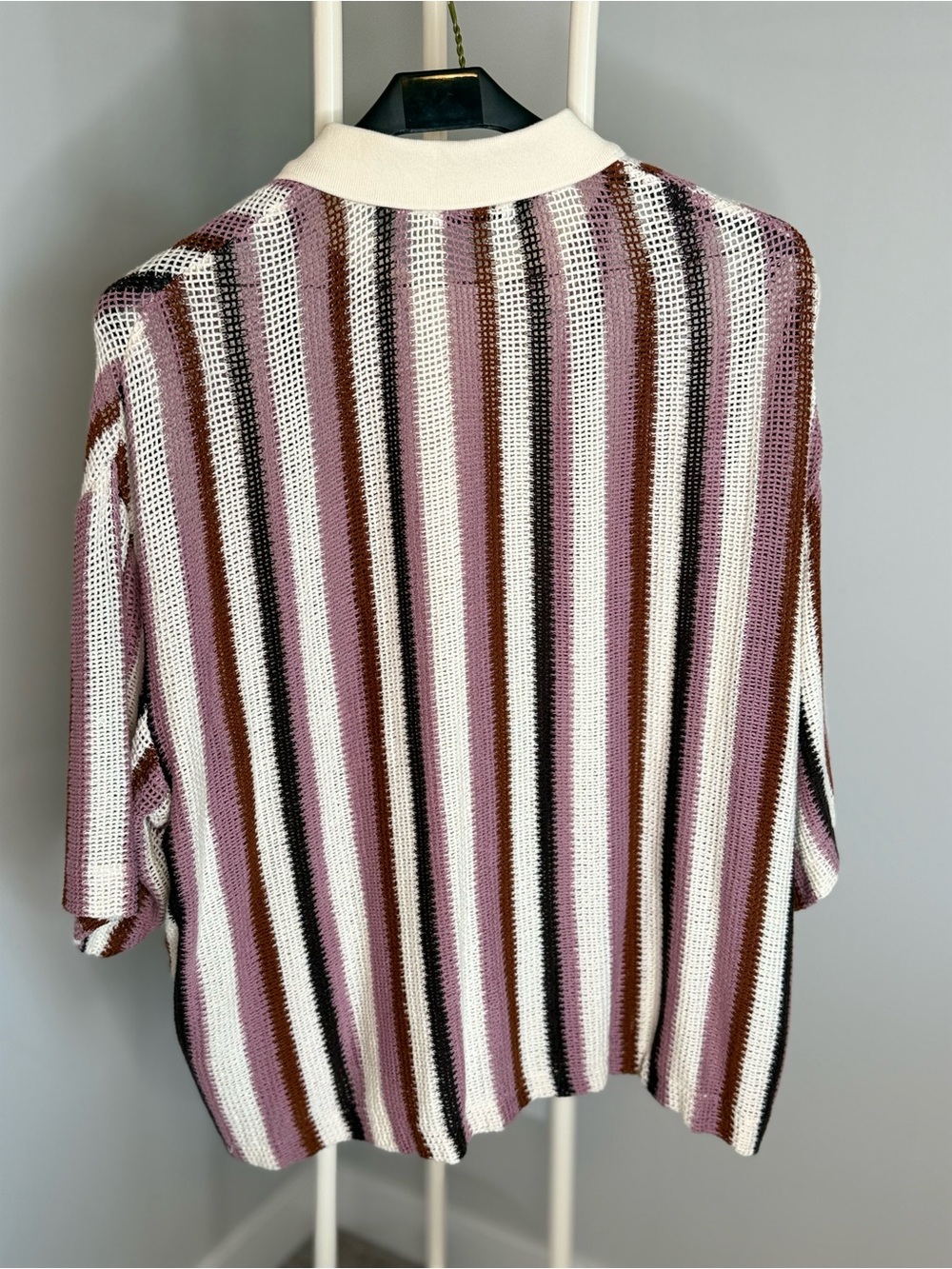 Zara Striped Button-Front Knit shirt and pants set - Cream, Pink & Brown - Picture 7 of 11